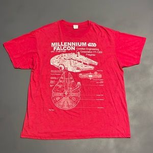 Vintage Y2K Star Wars Millennium Falcon Blueprint T-shirt